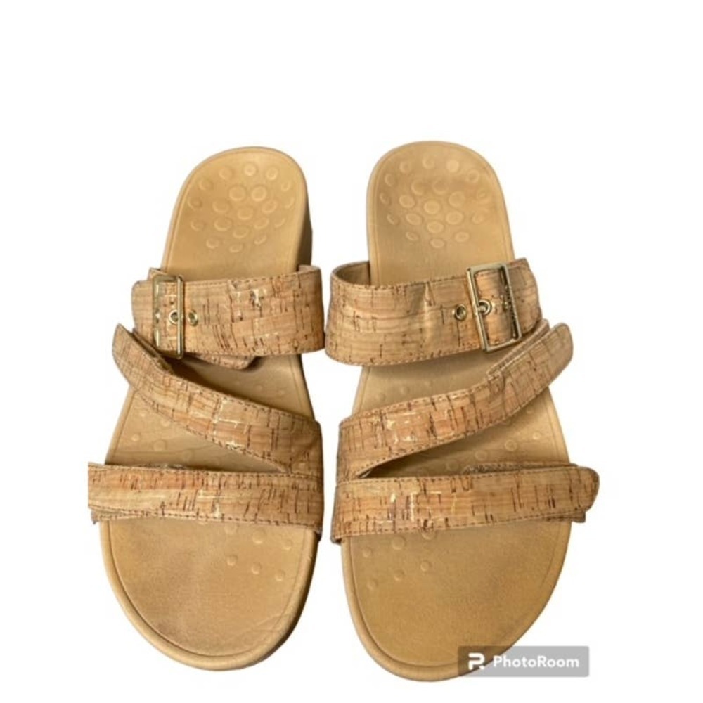 Vionic Rio Women's Size 10.5 Gold Cork Adjustable Slip-On Comfort Sandals Shoes‎ - Picture 7 of 7